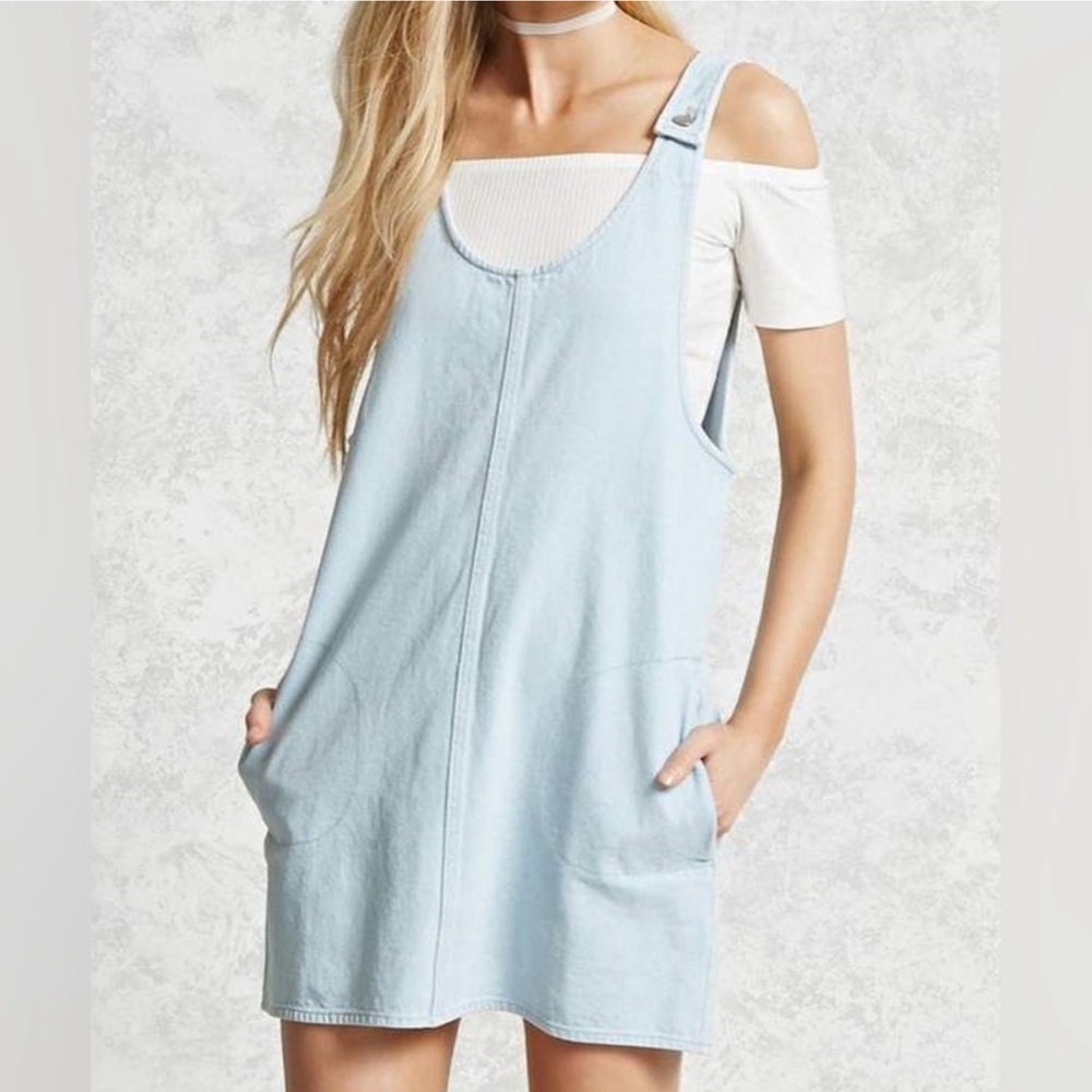 Forever 21 Light Blue Denim Overall Dress